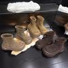 Soft leather version~ 2025 winter new ugly cute big head velvet thickened muffin thick bottom heightening snow boots women's short boots