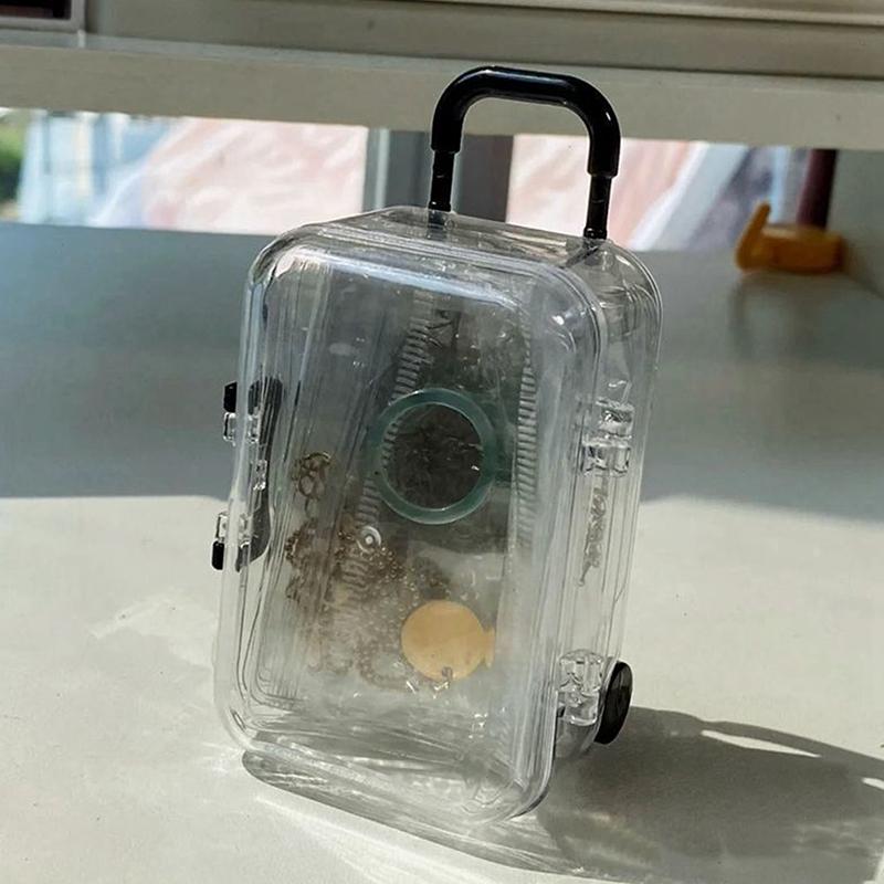 Creative Jewelry Storage Box Mini Cute Clear Luggage Suitcase Candy Box Wedding Gift Packaging Desk Organiser Decoration