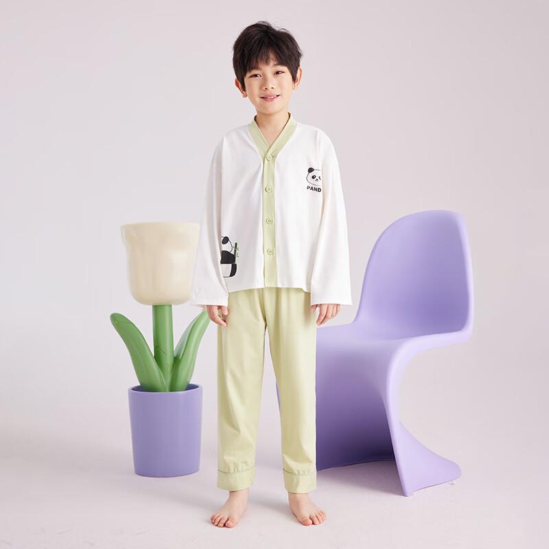 Hongdou Unisex Kids' Lightweight Cotton Cardigan Pajama Set