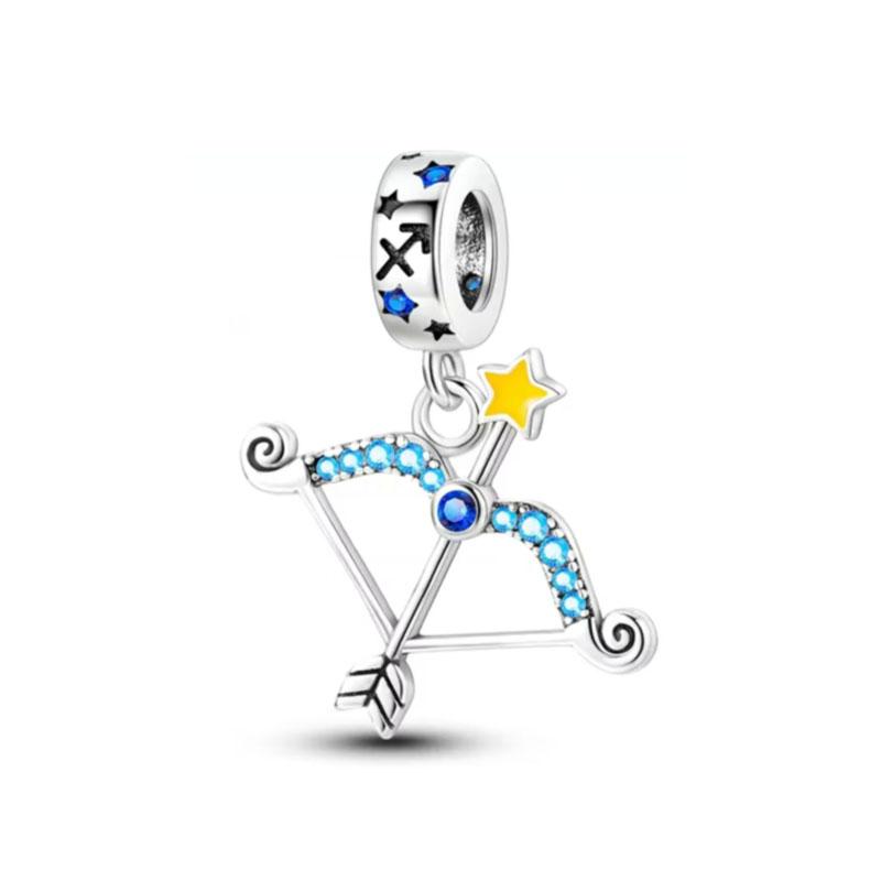 Blue Copper Zodiac Constellation Pendant Charm Diy Dangle Fit European Pendant Bracelet Charm Jewelry Gift Beads