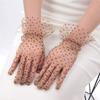 Damen Sexy Spitze Handschuhe Transparentes Punkt Netz Kurze Tüll Fäustlinge Club Abschlussball Party Tanzen Fischernetz Weißes Kleid Atmungsaktiver Handschuh