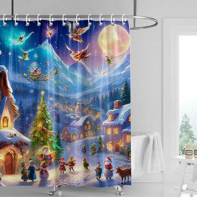 Decorațiuni pentru casă perdele de duș pentru baie perdea impermeabilă din material textil Stil modern nordic Living Crăciun fericit iarnă