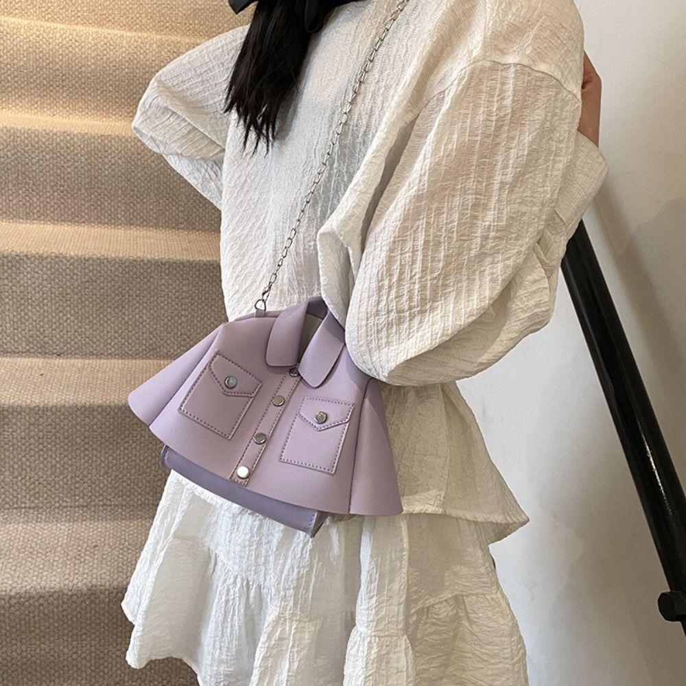 Solid Color Clothes Shaped Crossbody Bag PU Leather Women Handbag Retro Chain Shoulder Bag Ladies