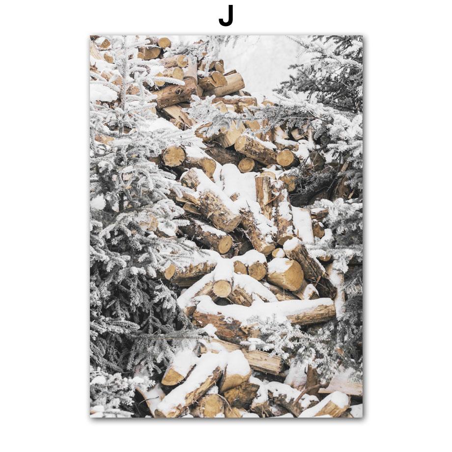 Wall Art Canvas Painting Christmas Deer Snow Pine Tree Train Winter Living Room Decoration Posters And Prints Home Wall Pictures