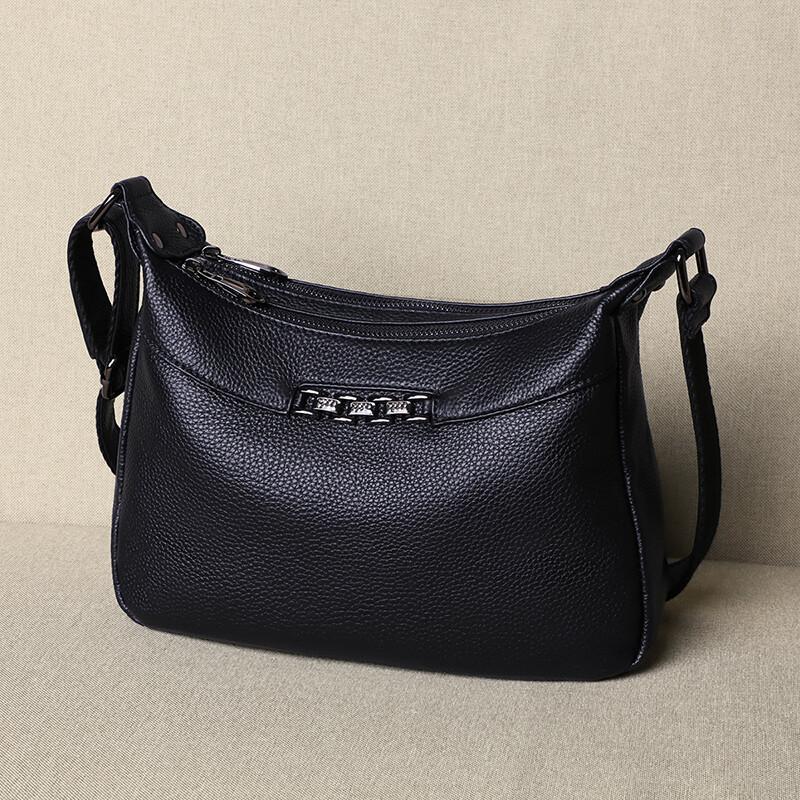 YUYULA Crossbody Bag, Leather Handbag, Shoulder Bag, Black