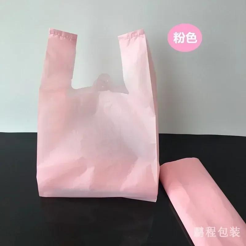 Handheld Plastic Bags Restaurant Takeaway Packaging Bag Shop Shopping Clothing Food Baking Dessert Cartoon Pattern Packing Bag