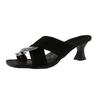 2025 Summer New Chinese Gem New High-end Sense Versatile Comfortable Niche Design Popular High-heeled Cool Slippers