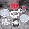 Diy Homemade Mold Coffee Coaster Cobweb Skull Graveyard for Creative Silicone Mold Crystal Placemat Mold for Diy Craft