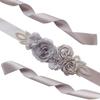 Rose Flower Faux Pearl Rhinestone Women Bride Dress Belt Girdle Waist Band Decor