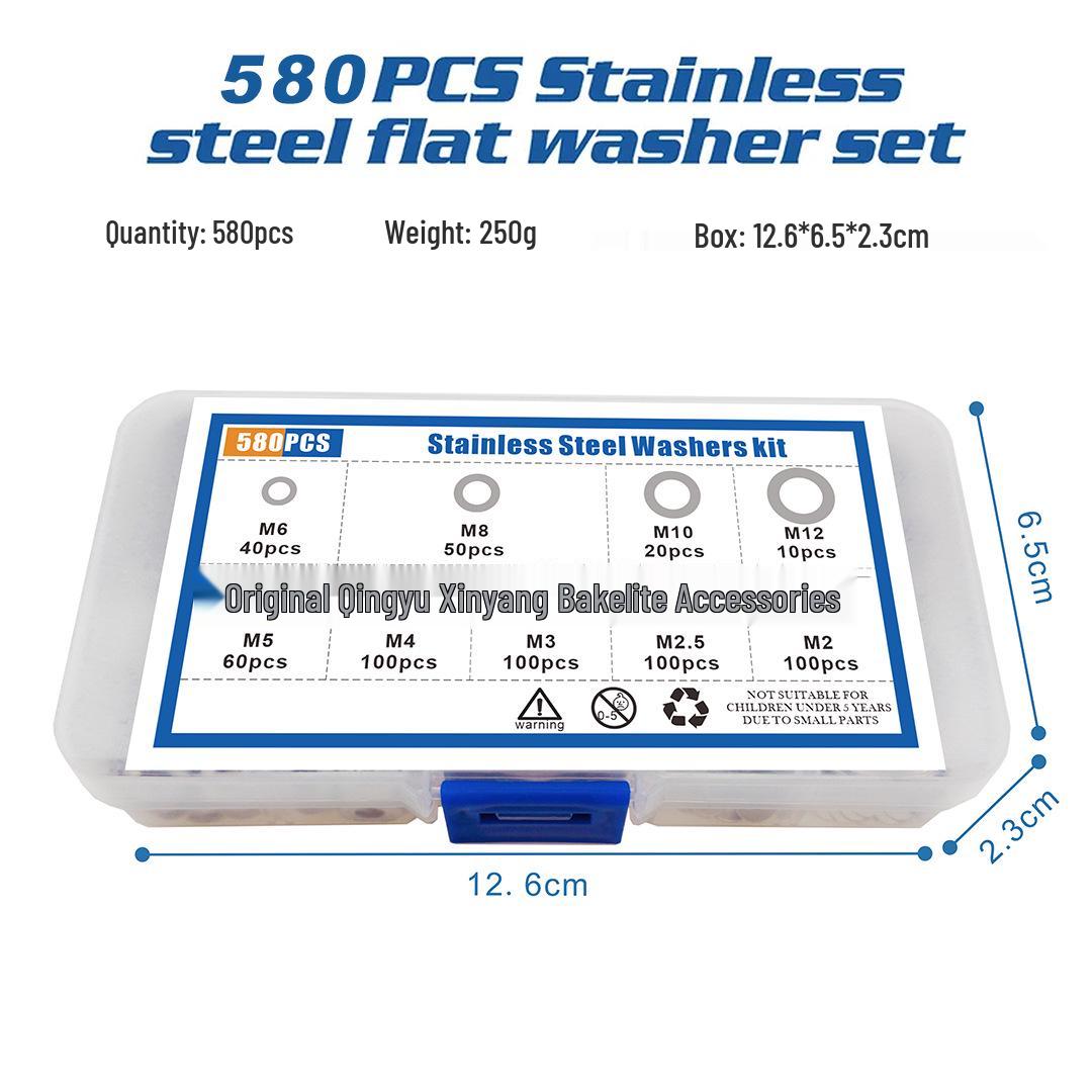 

Набір плоских шайб з нержавіючої сталі 304: 180/360/580 Штук