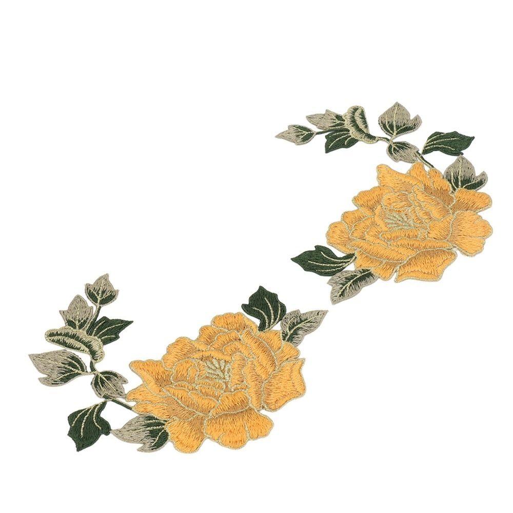 2 Pairs Floral Pattern Embroidered Patches Decorative Stitching Iron On Patches DIY Crafts