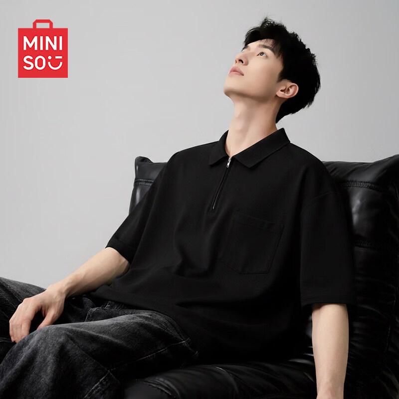 MINISO Men s Half-Zip Short Sleeve Shirt XL