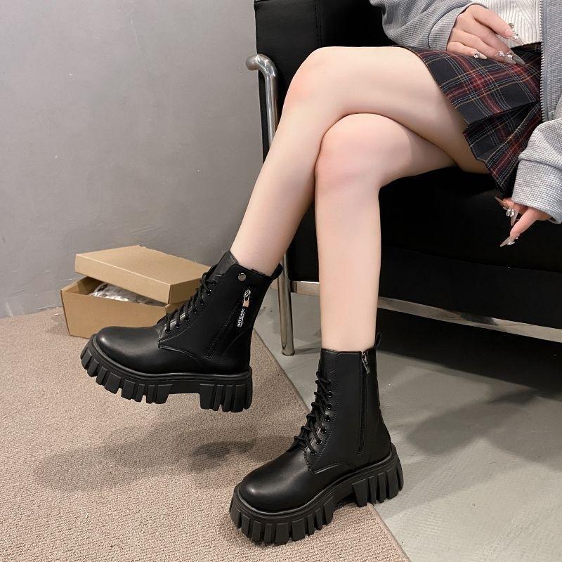 Fashion boots female modern girl style retro Hong Kong style temperament slim fairy style dating retro senior