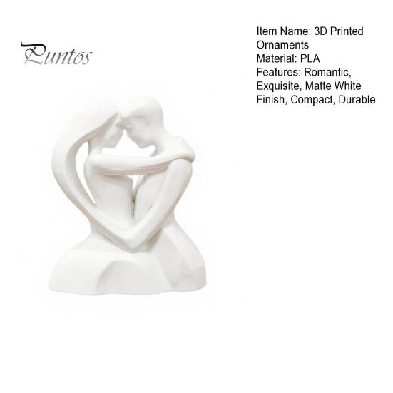 Durable One-piece Ornament 3D Printed Hugging Couple Heart-Shaped Sculpture, Romantic Embrace Figurine with Matte White Finish, Creative Art
