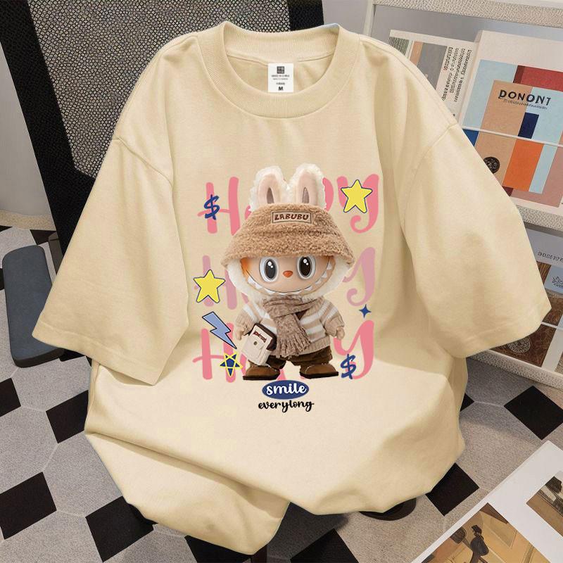 

SISI T-shirt Plus LABUBU Printing Child Tees Baggy Men Women Baggy Round Neck Loose Tops 140