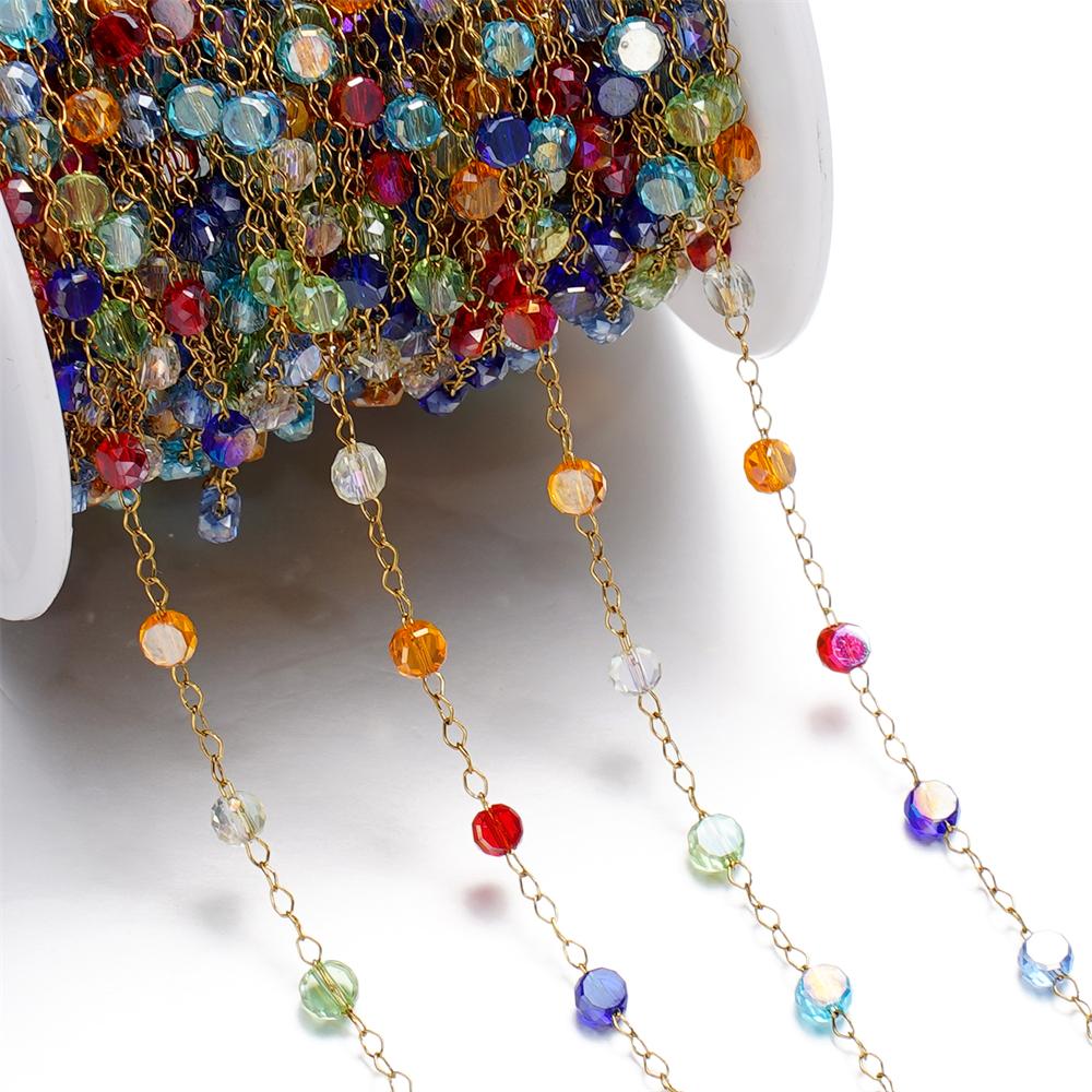 

1Meter/Pack Stainless Steel Love Heart Round Shape Crystal Chains for Handmade DIY Necklace Bracelets Jewelry Making Accessories 1Meter