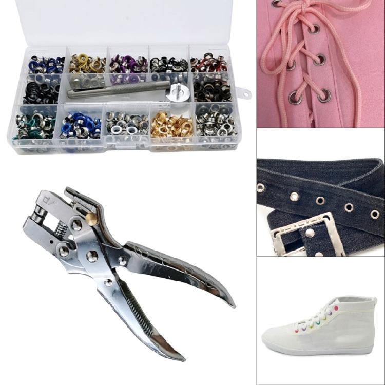700x 12 Colors Eyelet Pliers Set with Installation Tool Inner Diameter 5mm Metal Eyelets Grommet Tool Set for Clothing