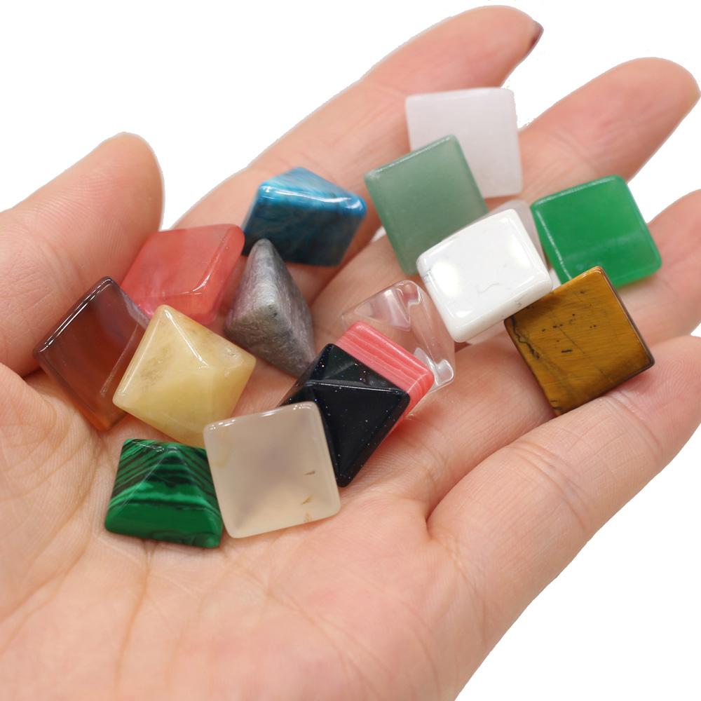 10Pcs Mini Healing Crystal Pyramid Decorative Ornament,Natural Stone with Four Sides Tapered,Reiki Crystal Point Home Decor Jewelry 14x14mm