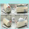 Cream Cartoon Pencil Case With Large Capacity For Students And Office Use