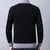 Men Sweater V Neck Knitted Contrast Colors Loose Spring Sweater for Daily Wear