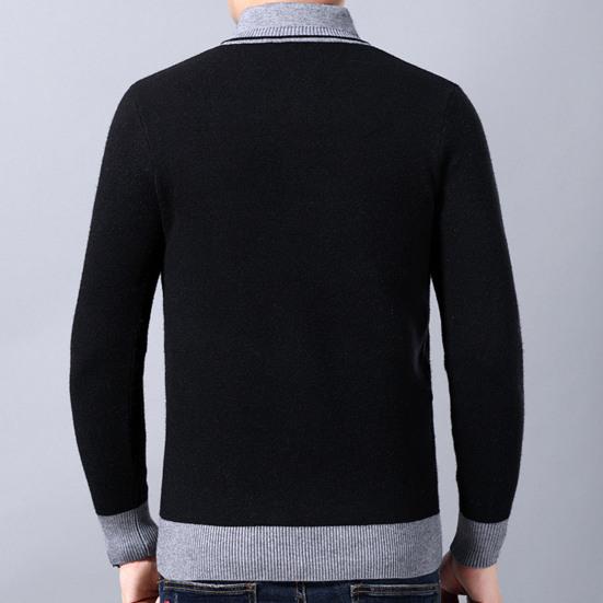 Men Sweater V Neck Knitted Contrast Colors Loose Spring Sweater for Daily Wear