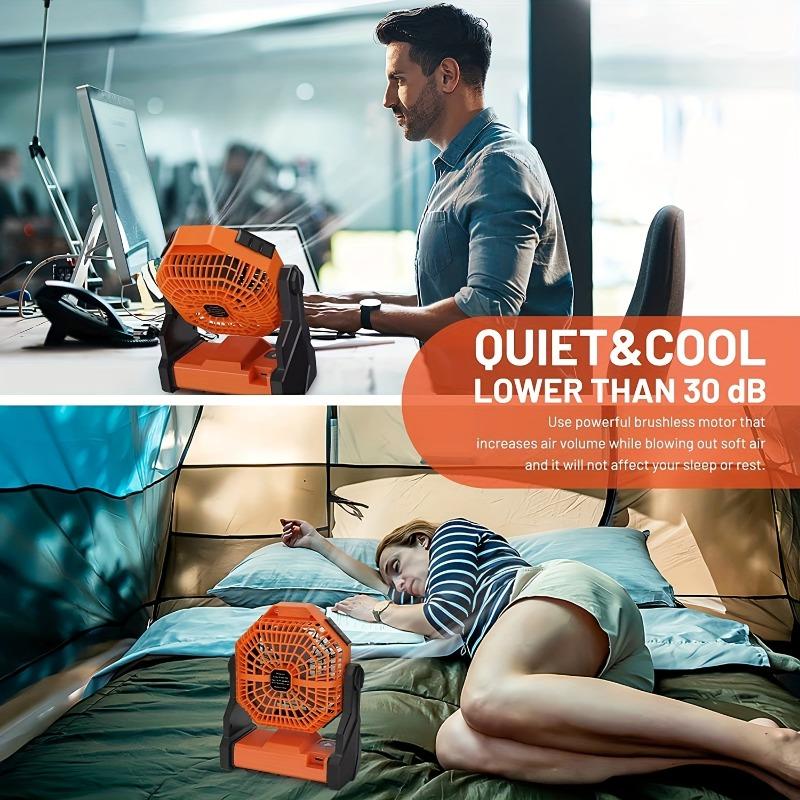 Stay Cool Anywhere Portable USB Outdoor Fan With Infinite Speed Control Strong Wind Rechargeable Battery & Lighting for Outdoor