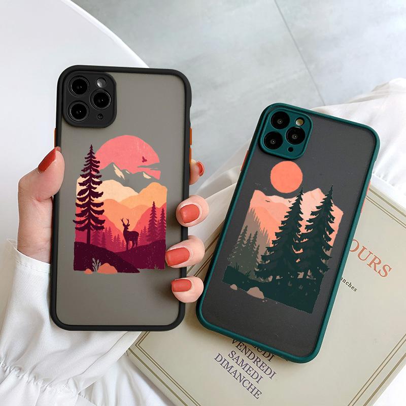 Mountain Tree Sunset Phone Case For iPhone 7 8 Plus SE2 For Iphone X XR Xs Max 16 11 12 13 14 15 Mini Pro Max Shockproof Cover