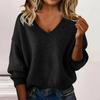 Women's Fashionable Casual Knitted Top Loose-Fit Solid-Colour Long-Sleeved Jumper