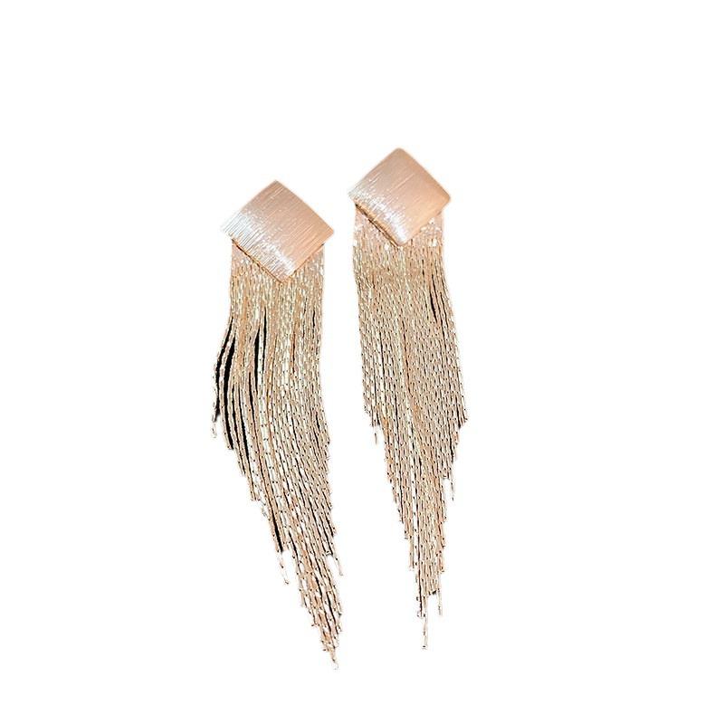 Kolczyki z frędzlami z liści cyrkonii Silver Needle: Wykwintna Moda, Lekka Luksusowa Wisząca Biżuteria.