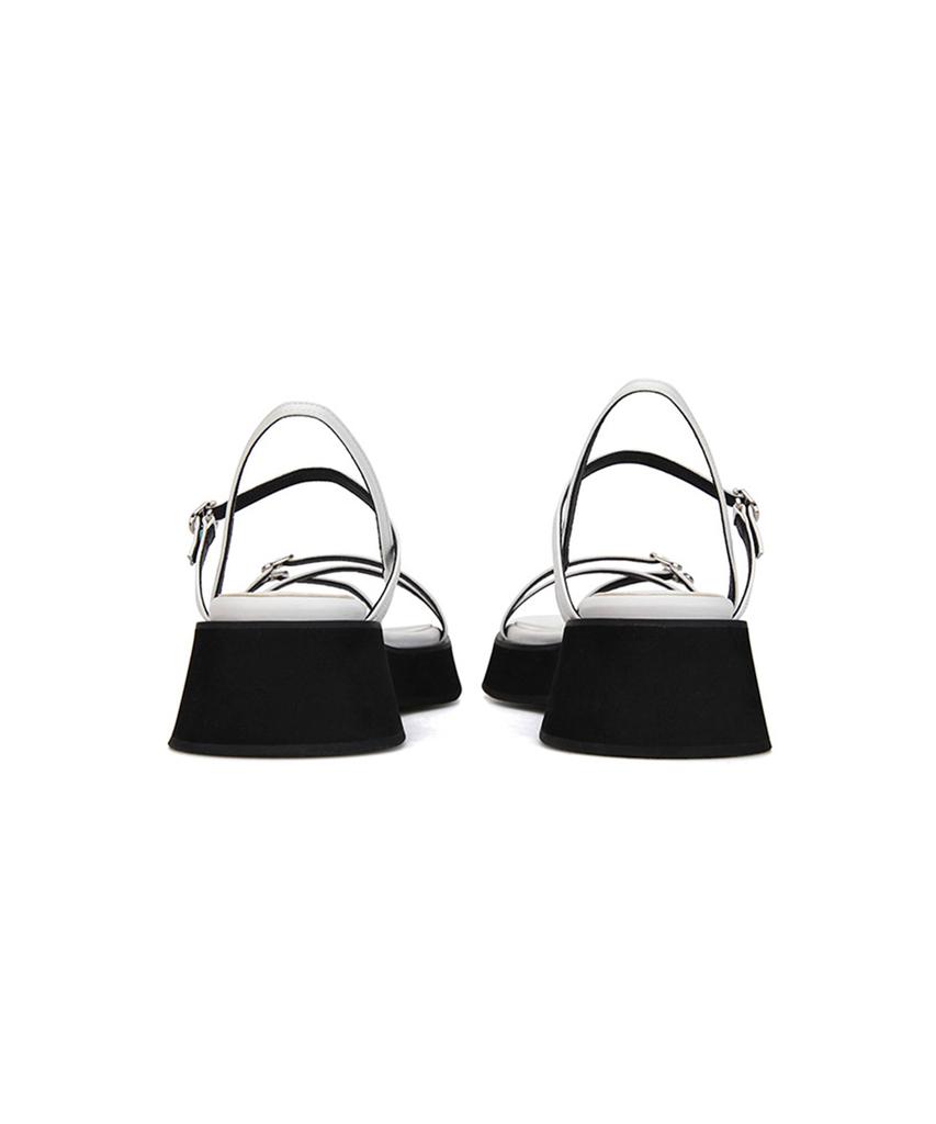 Circle Strap Platform Sandals (White)
