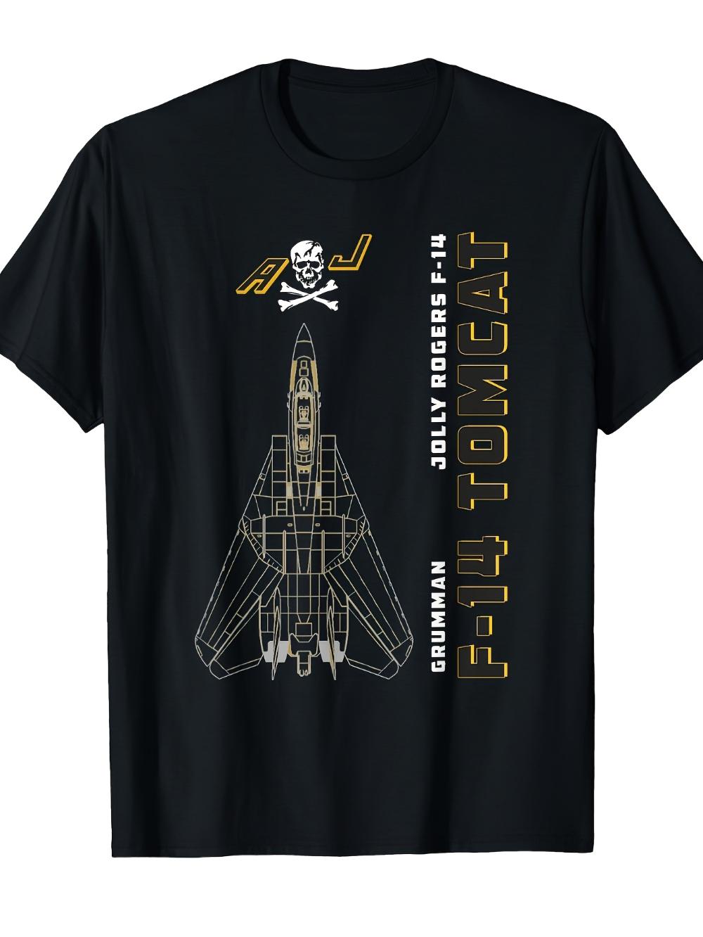 Unisexs F Tomcat Jolly Rogers VFA Jet Graphic TShirt Breathable Aviation Tee with Golden Fighter Jet Design S