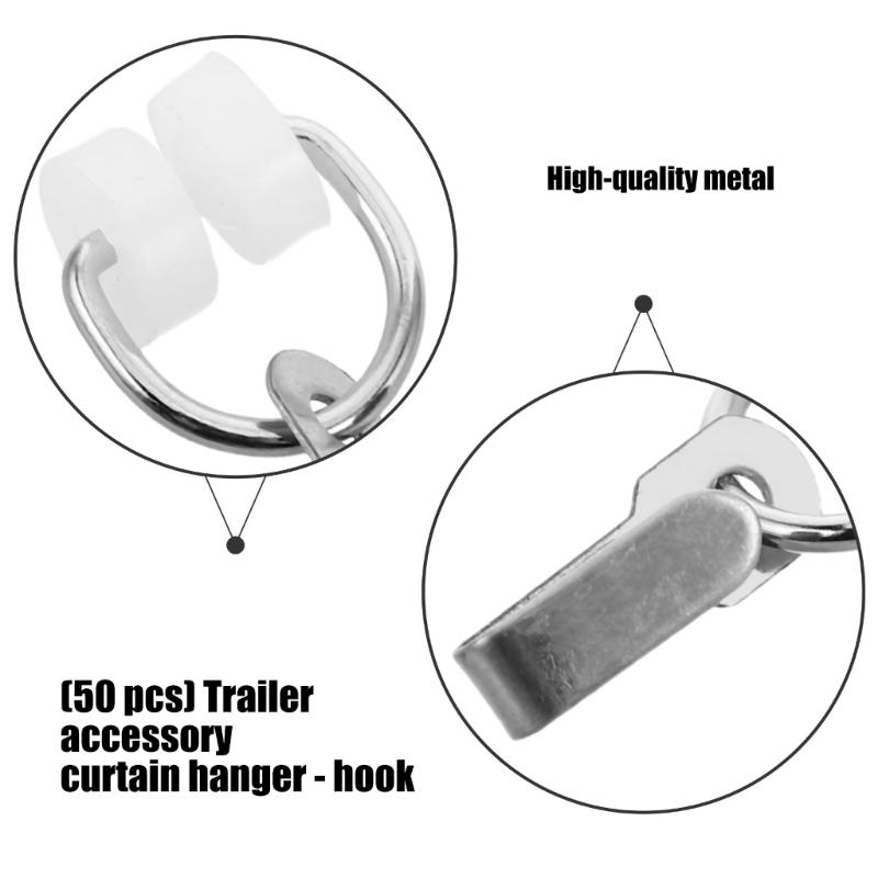 Universal Caravans Motorhome Curtain Track Rollers Hooks Noise Reducing Design For Smooth Quiet Gliding Operation 50pcs