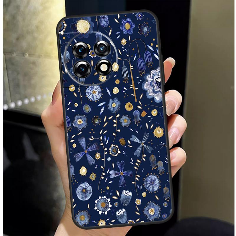 Midnight Floral Cover For OnePlus Nord 4 CE 3 2 Lite N30 N20 N10 OnePlus 13 12 11 10 Pro 10T 8T 12R 13R Case