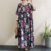 Simple and Fashionable Bohemian Long Dress Summer New Fattened Plus Short-sleeved Crew Neck Printed Dress