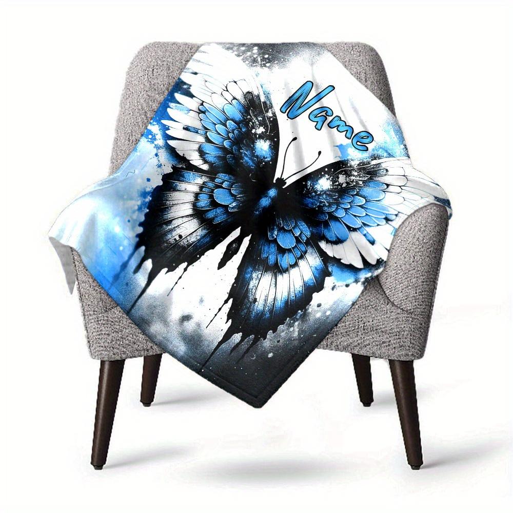 Blueblack Butterfly Customize Your Name Blanket Warm Comfortable And Soft Blankets Are Suitable For Home Lunch Break Blanket Office Sofa Sofa Gift To