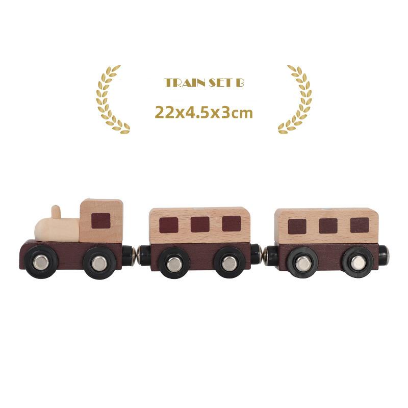 1PC Wooden Magnetic Train Car Locomotive Toy Wood Railway Car Truck Accessories Fit Biro Wooden Tracks Toys for Children Gifts