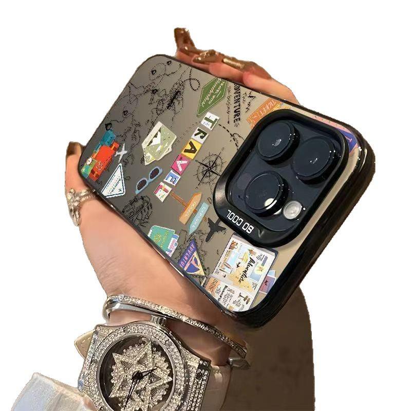 iPhone 15 Pro Max Silver Travel Route Map Phone Case