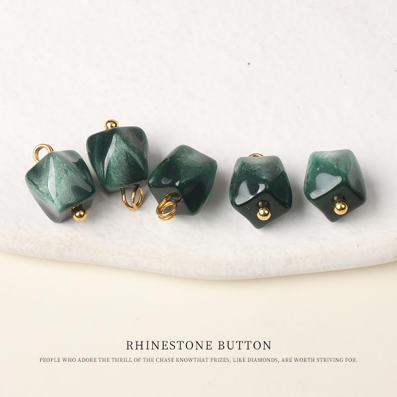 5pcs Color Resin Cut Face Gold Nail Buttons, National Style Cheongsam Hanfu Buttons, Shirt Cardigan Sweater Decorative Buttons