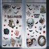 Color Window Sticker Halloween Electrostatic Glass Stickers, Skull Demon Blood Handprints Bats Scary Density Print Decal Clings, Spooky
