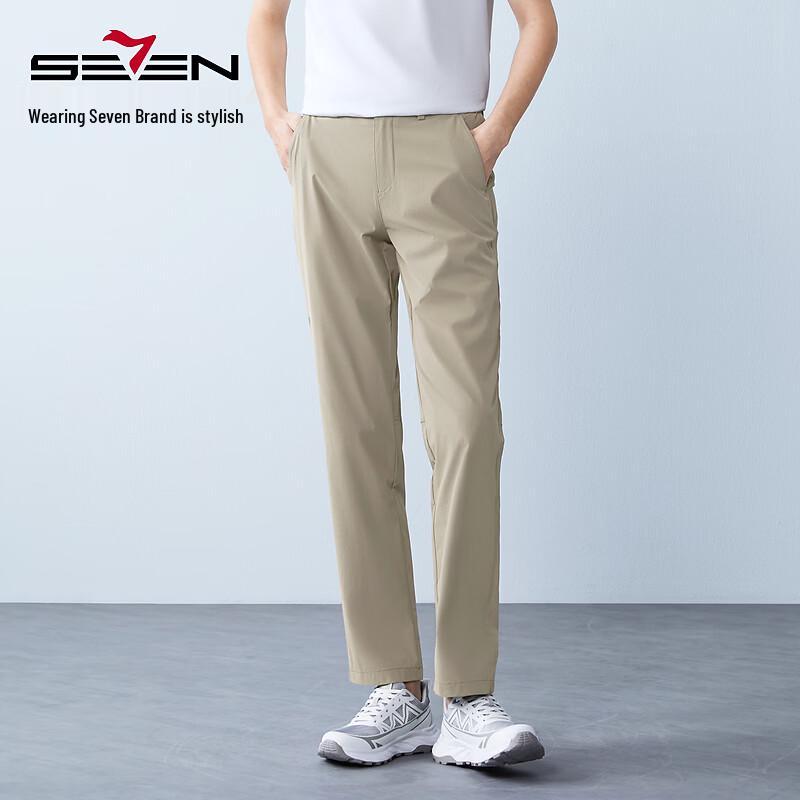 Seven Men's Semi-Elastic Waist Straight-Leg Casual Pants