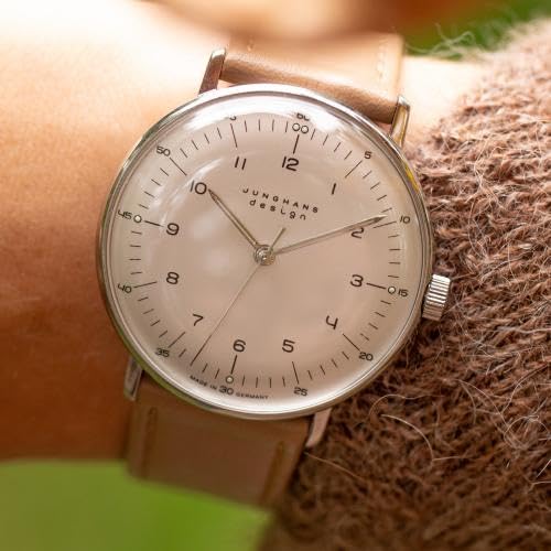 Authentic Junghans Max Bill Hand-Wound 34mm Watch 370102 with Sapphire 027 3701 02, Men's Beige