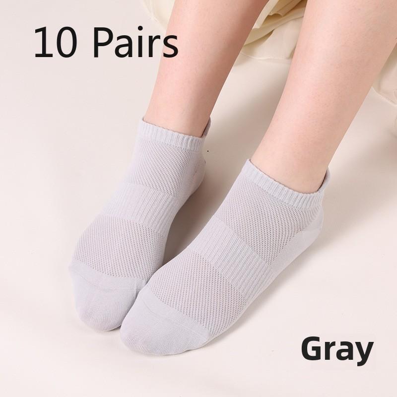 10 Pairs  Women's Spring and Summer Antibacterial Breathable Anti-ball Mesh Mesh Women's Boat Socks Tight-knit Socks