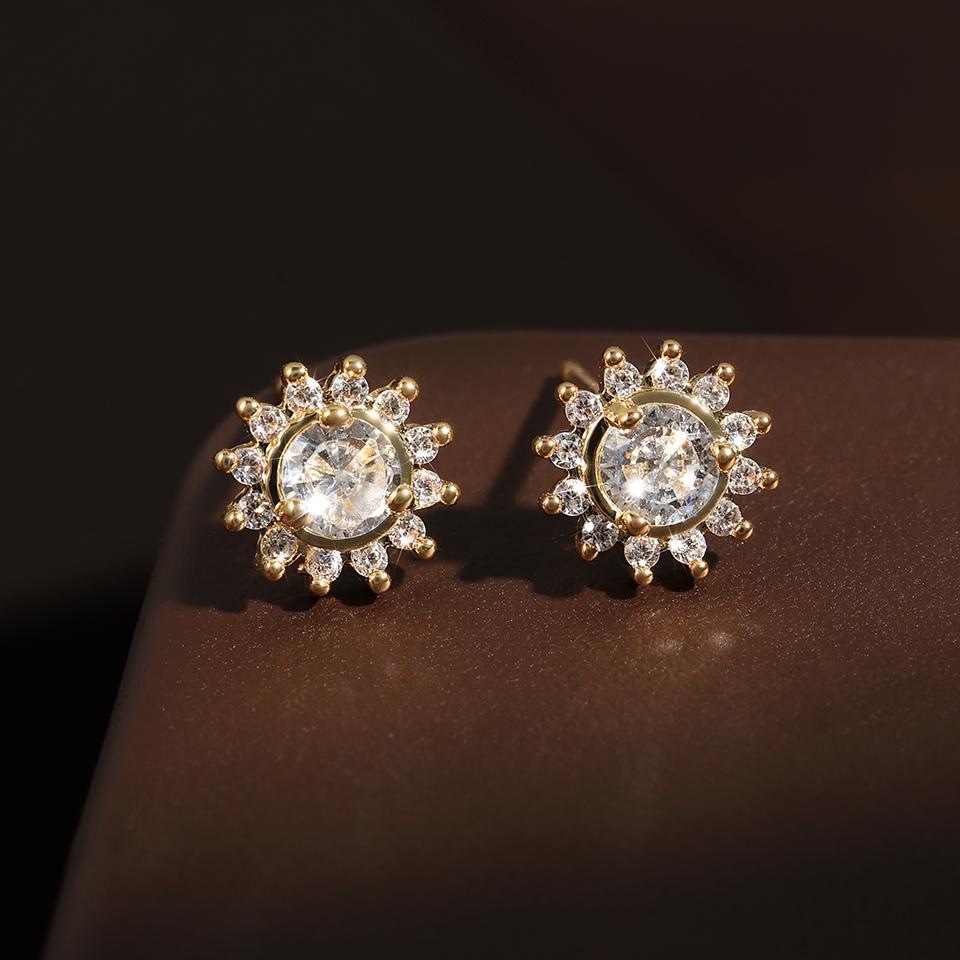 ZAKOL Squisiti Orecchini a Lobo Semplici Girasole in Zircone Chiaro per Donna Femminile Creativo Minimalista Zircone Regalo