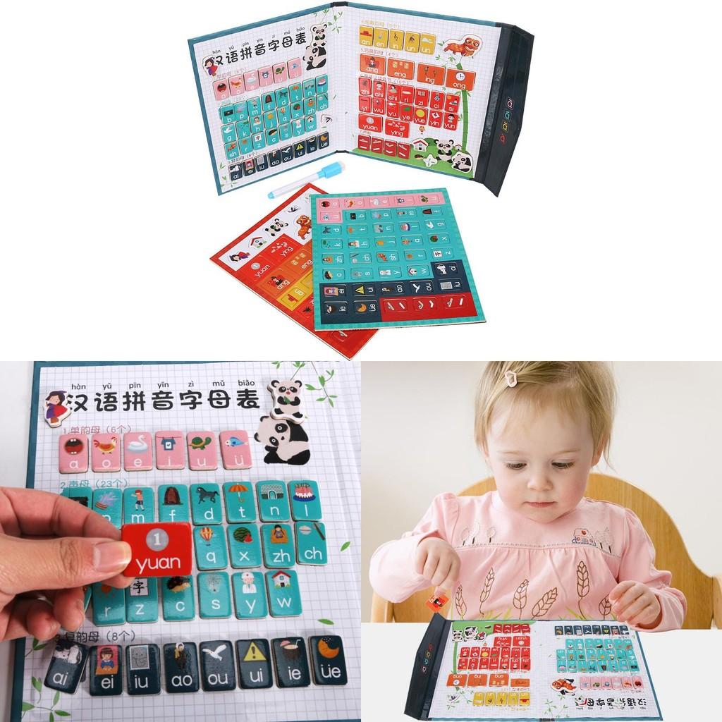 Chinese Wooden Pinyin Alphabet Puzzle Panda Book Magnetic Letters Kids Learning
