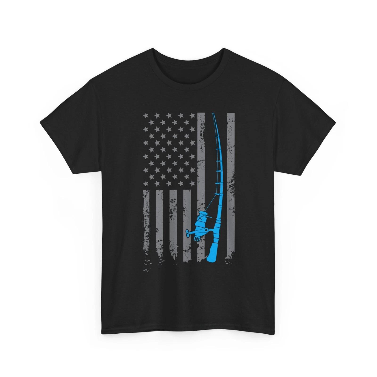 Fishing American Flag T shirt, Fishing Season Lovers Fishing Rod Men Dad Shirt 4XL