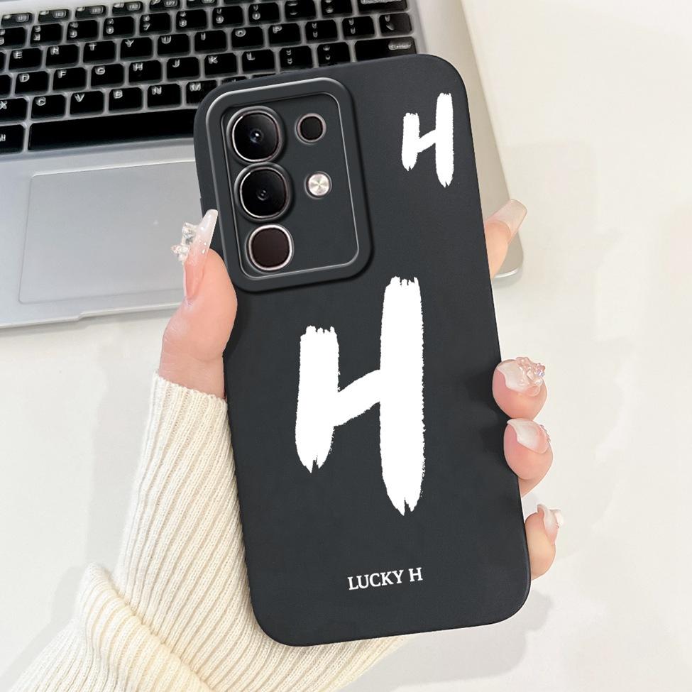 For Vivo Y29 4G V2434 Cover For Vivo Y29 4G Case Simple Fashion Letters A-Z Pattern Design Silicone Shockproof Bumper