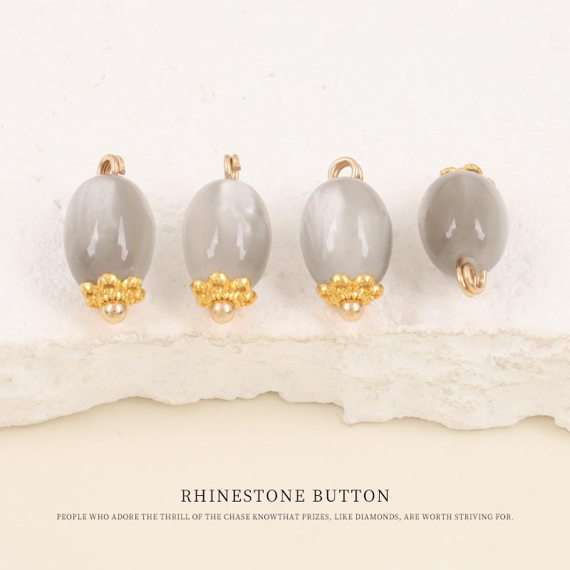 5pcs Guofeng Shirt Cardigan Button Resin Pearlescent Flower Tray Round Bead Button Chinese Hanfu Tang Suit Disc Button Cheongsam Button