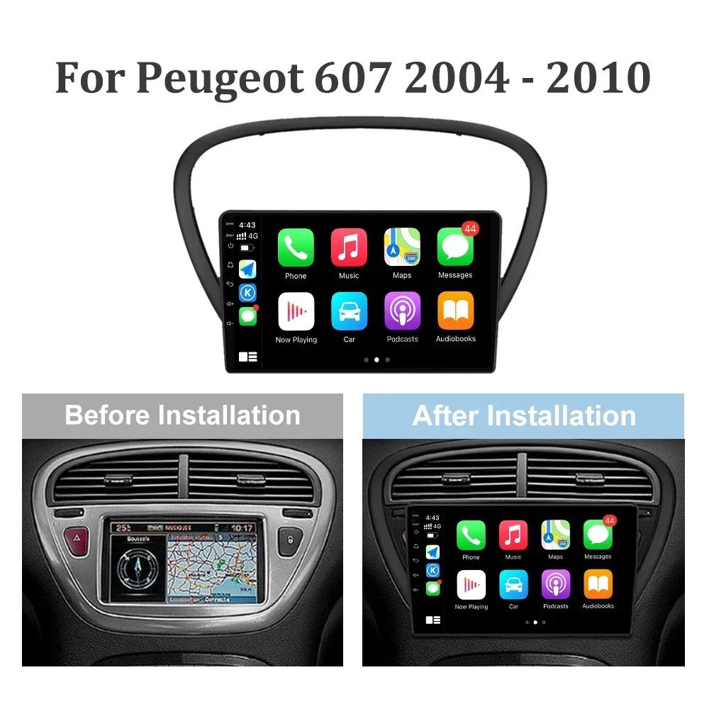 Android 13 Car Radio Wireless Carplay For Peugeot 607 2004 -2010 5G Stereo Multimedia GPS Navigation Head Unit Screen