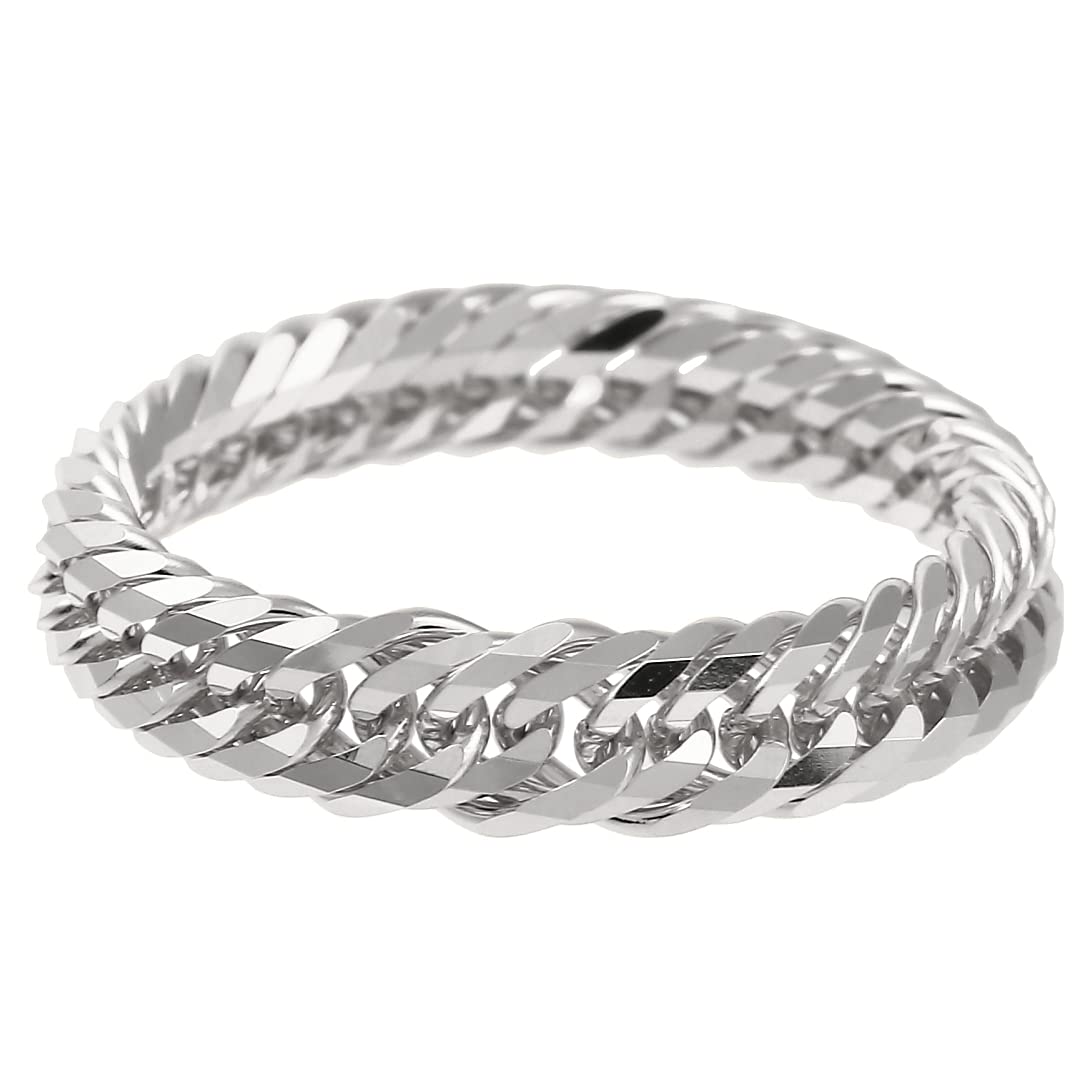

Pt850 Triple Chain Type Kihei Platinum Ring Made in Japan Inner Diameter Outer Diameter [FAIRY CULLET] 12-sided (No. 9, 15.66mm, 19.06mm) срібний