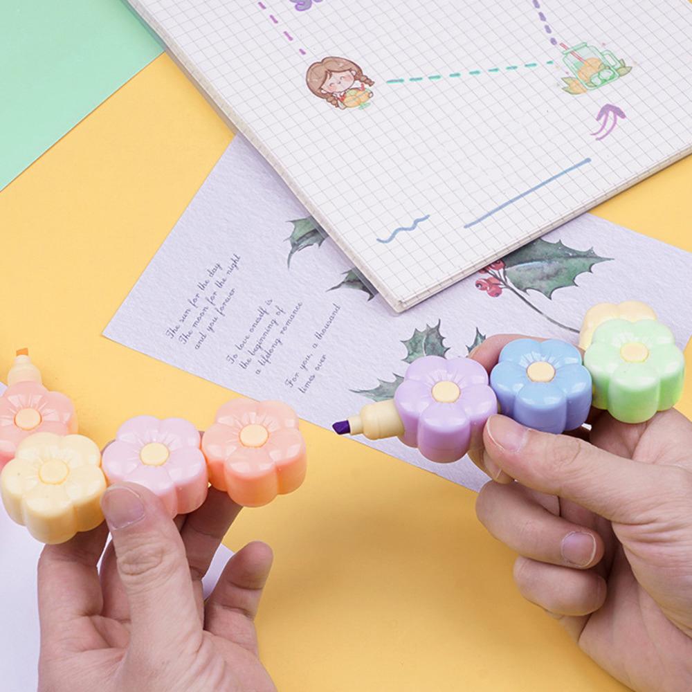 1 Stück 5 Farben süße Kawaii Blume Candy Farbe Textmarker Büro Schulbedarf Geschenk